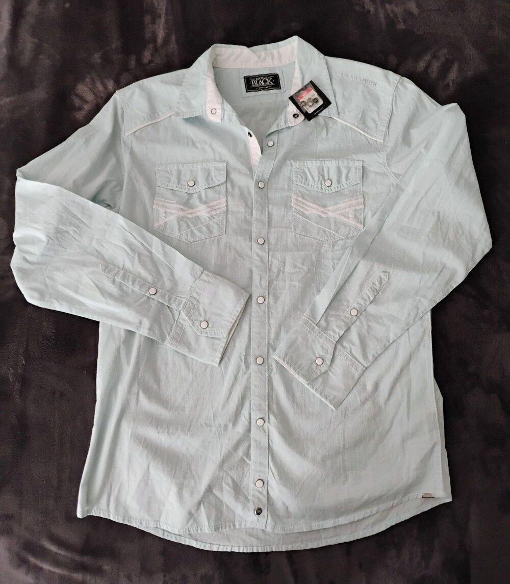 Buckle Black Men's Long Sleeve Button Up Dress Shirt